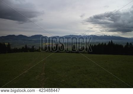 Predna Magura Hill, Low Tatras, Slovakia: Dark Heavy Storm Clouds Over The Liptovska Mara Dam And Th
