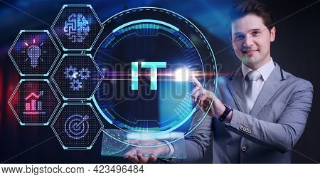 It Consultant Presenting Tag Cloud About Information Technology