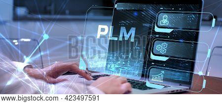 Plm Product Lifecycle Management System Technology Concept. Technology, Internet And Network Concept