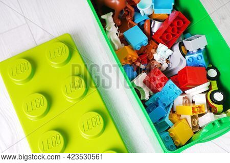 Kharkiv, Ukraine - 10 May 2021: Illustrative Editorial Of Lego Duplo Box For Babies. Lego Is A Danis
