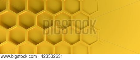Abstract Modern Yellow Honeycomb Background, 3d Rendering