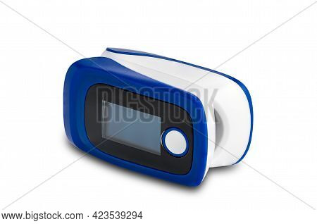 Side View Of Pulse Oximeter Isolated On White Background With Clipping Path. Pulse Oximeter, The Dev