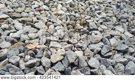 Gravel Road Texture. Small Grey Pebble Patternt. Stone Ground Background.