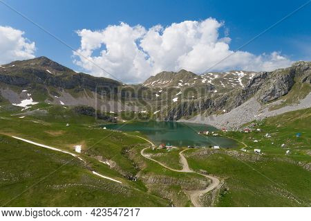 Kapetanovo Lake In Montenegro In The Spring, Aerial View