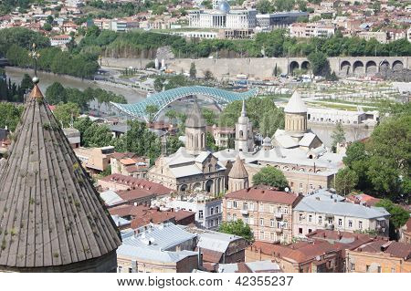 Churches And Domes Of Tbilisi, View To Historical Part Of The Capital Of Republic Of Georgia