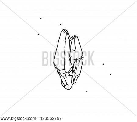 Hand Drawn Vector Abstract Stock Flat Graphic Illustration With Logo Element, Bohemian Magic Line Ar
