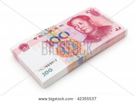 Stapel von brandneuen Rmb 100 mit Clipping Path