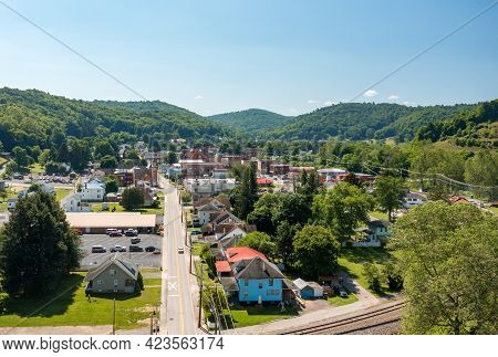 View Over The Railway Towards The Historic Small Town Of Philippi In Barbour County In West Virginia