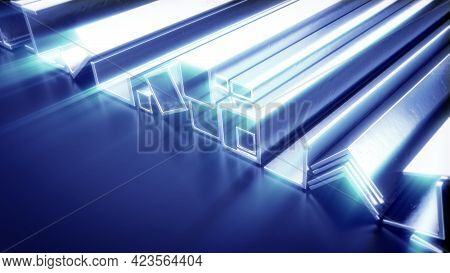 Lighting Metal Profile And Rebar - Industrial 3d Rendering