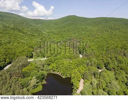 Aerial View Of Sua Gabra Lakes At Lozenska Mountain, Sofia Region, Bulgaria