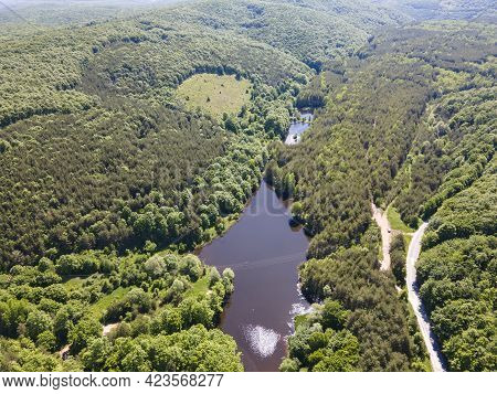 Aerial View Of Sua Gabra Lakes At Lozenska Mountain, Sofia Region, Bulgaria