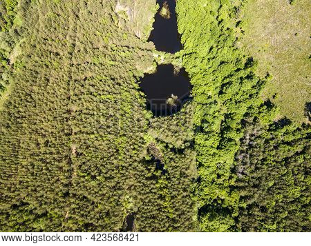 Aerial View Of Sua Gabra Lakes At Lozenska Mountain, Sofia Region, Bulgaria
