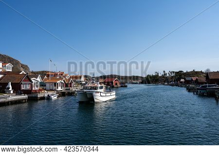 April 17, 2021 - Hamburgsund, Sweden: A Picturesque Fishing Village On The Swedish West Coast. Tradi