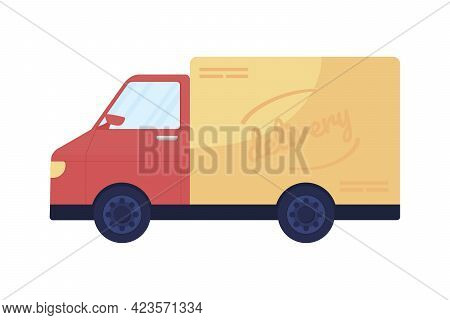 Delivery Vehicle Semi Flat Color Vector Object. Commercial Cargo Van. Small Parcels And Large Load T