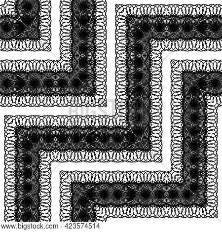 Design Seamless Zigzag Decorative Pattern. Abstract Monochrome Grating Background. Vector Art