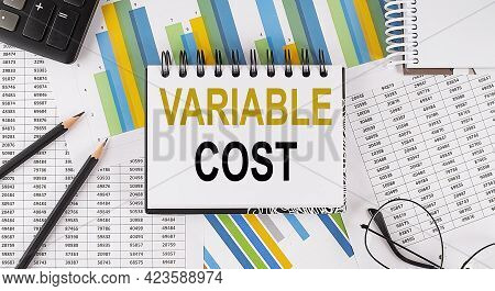 Closeup A Notebook With Text Variable Cost , Business Concept Image On The Chart Background