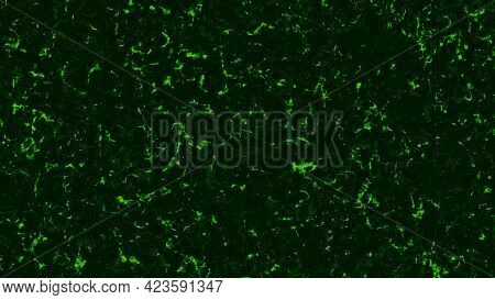 Green Background With Noise And Dust Particles. Animation. Effect Of Failure In Matrix With Green Ba