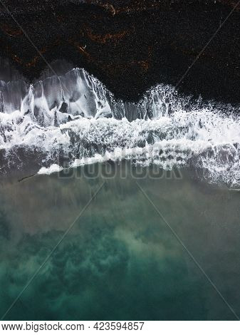 Drone shot of Talisker Bay on the Isle of Skye in Scotland
