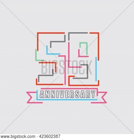 59th Years Anniversary Logo Birthday Celebration Abstract Design Vector Illustration. Eps 10