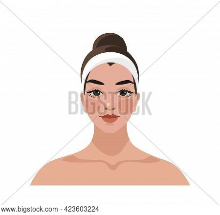 The Girl Takes Care Of Her Face And Use Skin Cleansers. Skin Care Procedures Icon. The Concept Of Fa