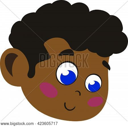 Cute And Adorable African American Kid. Cute Face With Innocent Expressions And Curly Hair Looking H