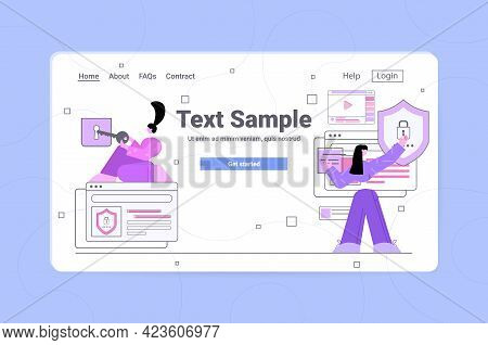 Business Women Entering Passcode In Computer App Data Privacy Security Protection Concept
