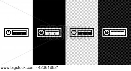 Set Line Car Audio Icon Isolated On Black And White Background. Fm Radio Car Audio Icon. Vector