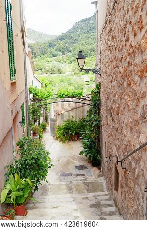 Street In Old Town Of Valdemossa, Majorca, Spain, Belearic Islands