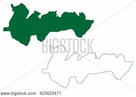 North Garo Hills District (meghalaya State, Republic Of India) Map Vector Illustration, Scribble Ske