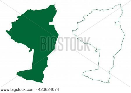 West Garo Hills District (meghalaya State, Republic Of India) Map Vector Illustration, Scribble Sket