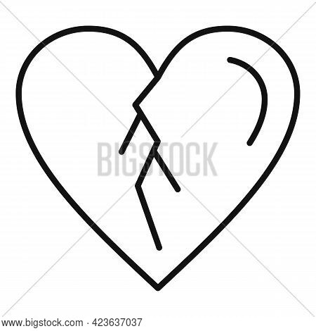 Broken Heart Icon. Outline Broken Heart Vector Icon For Web Design Isolated On White Background