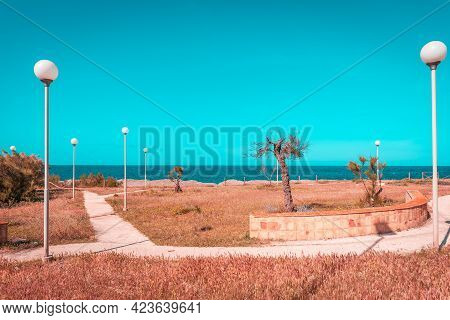 Panorama Of Lungomare Boeo, Marsala, Trapani, Sicily, Italy, Europe