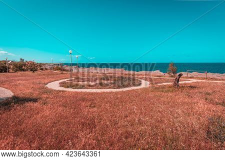 Panorama Of Lungomare Boeo, Marsala, Trapani, Sicily, Italy, Europe