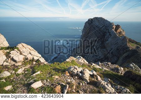 Peñas Cape Cliffs At Sunrise In Asturias, North Of Spain