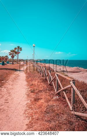Panorama Of Lungomare Boeo, Marsala, Trapani, Sicily, Italy, Europe