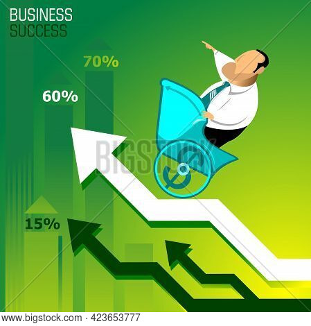Business Plan To Increase Income With A Businessman On A Chariot