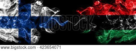 Finland, Finnish Vs Organizations, Pan African, Unia Smoky Flags Side By Side.