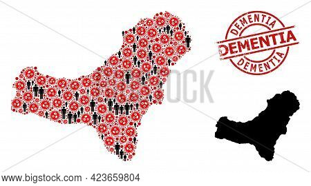 Collage Map Of El Hierro Island Constructed From Flu Virus Icons And Population Items. Dementia Scra