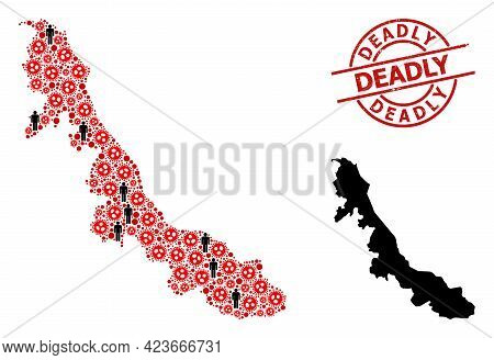 Mosaic Map Of Veracruz State Composed Of Sars Virus Elements And Humans Icons. Deadly Textured Seal 