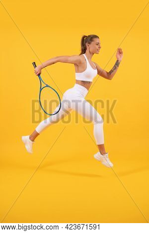 Dedicated To Fitness. Tennis Or Badminton Player Training. Healthy And Active Lifestyle.
