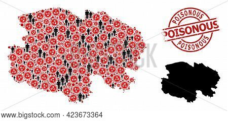 Mosaic Map Of Qinghai Province Composed Of Covid Virus Items And People Items. Poisonous Distress Se