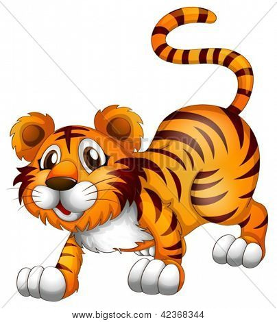 Illustrazione di una tigre in posizione salta su uno sfondo bianco