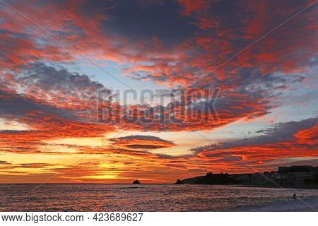 Costa Tropical Sunset At Almunecar In Spain