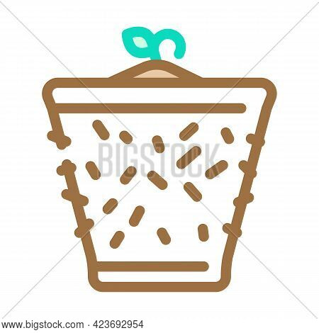 Pot Peat Color Icon Vector. Pot Peat Sign. Isolated Symbol Illustration