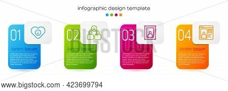 Set Line Good Relationship, Complicated, Picture Frame And Dating App Online. Business Infographic T