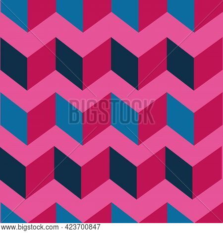 Pink And Blue Tones Chevron Vector Pattern