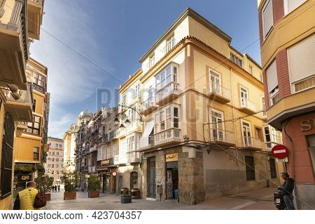 Cartagena, Mercia, Spain- November 17, 2017: Streets And Buildings In The Historic Center Of Cartage