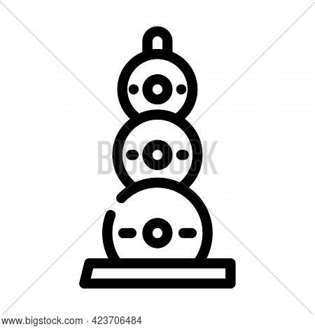 Weight Plate Set Gym Equipment Line Icon Vector. Weight Plate Set Gym Equipment Sign. Isolated Conto