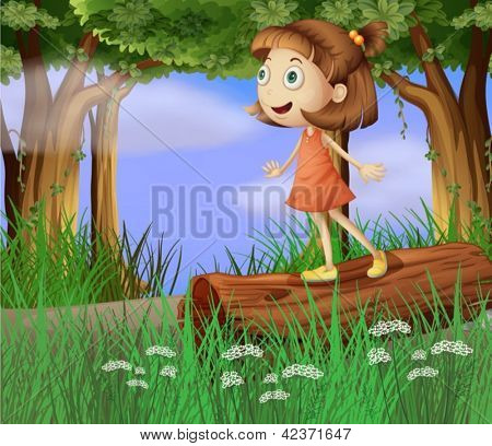 Illustration of a girl in the forest