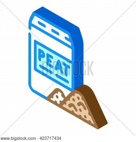 Bag Of Peat Isometric Icon Vector. Bag Of Peat Sign. Isolated Symbol Illustration